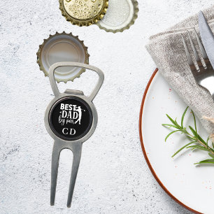 Best Dad by par monogram initials black white Divot Tool