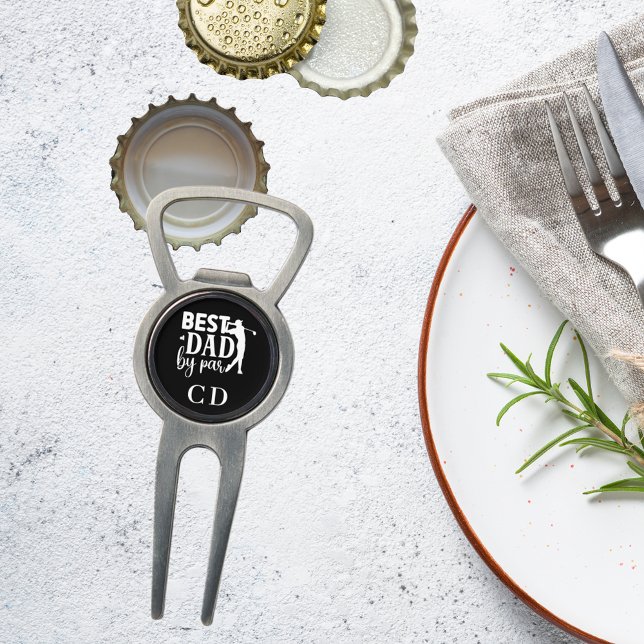 Best Dad by par monogram initials black white Divot Tool (Creator Uploaded)