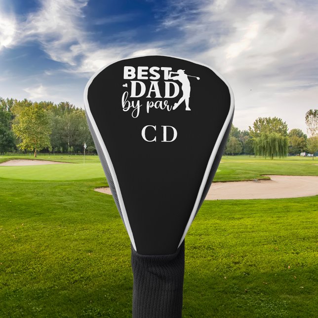 Best Dad by par monogram initials black white Golf Head Cover (Creator Uploaded)