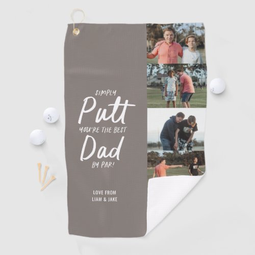 Best Dad By Par multi Photo Golf Fathers Day taupe Golf Towel
