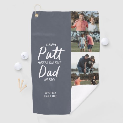 Best Dad By Par multi Photo navy blue Fathers Day Golf Towel