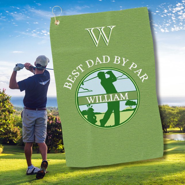 BEST DAD BY PAR NAME CUSTOM MONOGRAM GOLF TOWEL (Creator Uploaded)