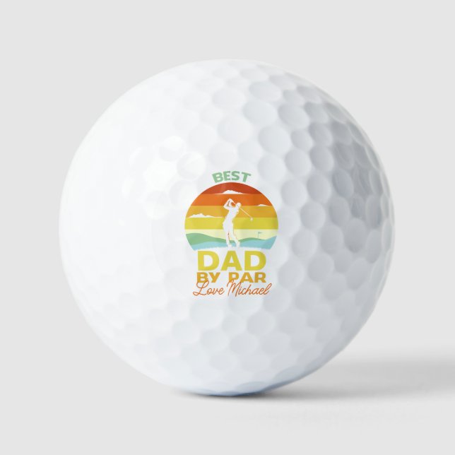Best Dad By Par Personalize Name Father's Day Golf Balls (Front)
