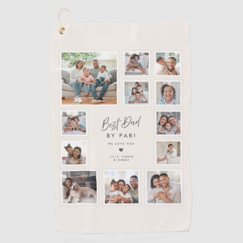 Best Dad By Par Personalized 12 Photo Collage Golf Towel