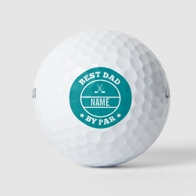 Best Dad By Par Personalized Custom Monogram Funny Golf Balls (Front)