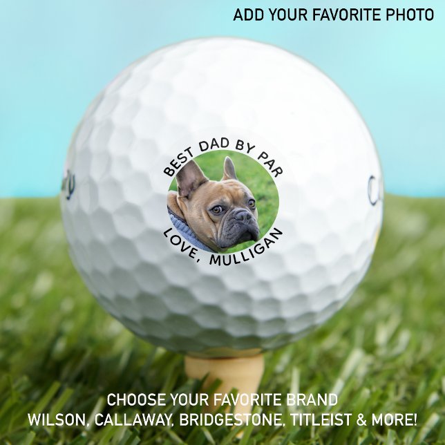 Best Dad By Par Personalized Dog Dad Photo Custom Golf Balls (Creator Uploaded)