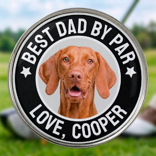 "Best Dad by Par" Personalized Dog Photo Golf Ball Marker