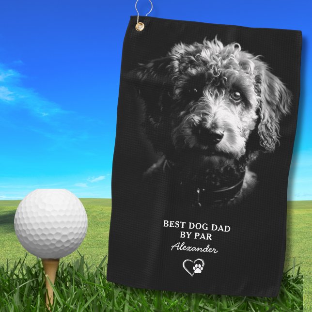 Best Dad By Par Personalized Doodle Dog  Golf Towel (Personalize with Name.  )