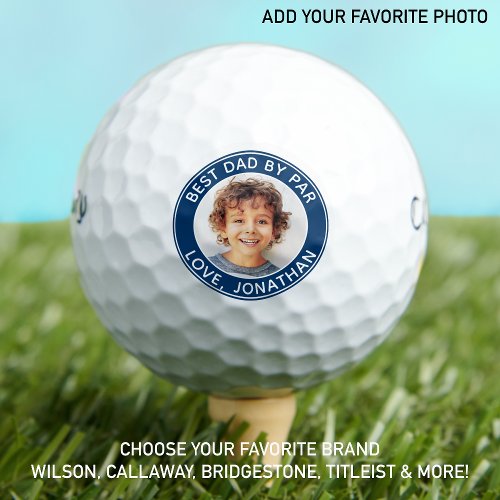 Best Dad By Par Personalized Modern Golfer Photo Golf Balls