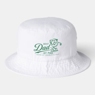 Best Dad by Par Personalized Names Retro Golfer Bucket Hat