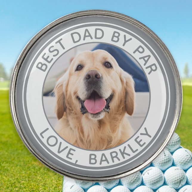 Best Dad By Par Personalized Pet Dog Photo Golf Ball Marker (Creator Uploaded)