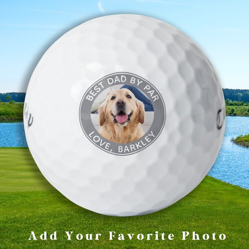 Best Dad By Par Personalized Pet Dog Photo  Golf Balls