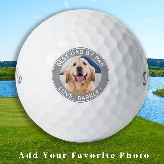 Best Dad By Par Personalized Pet Dog Photo  Golf Balls (Creator Uploaded)