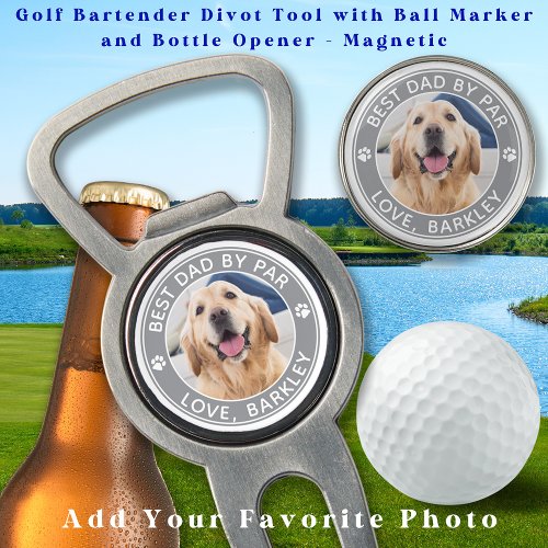 Best Dad By Par Personalized Pet Dog Photo Golf Divot Tool