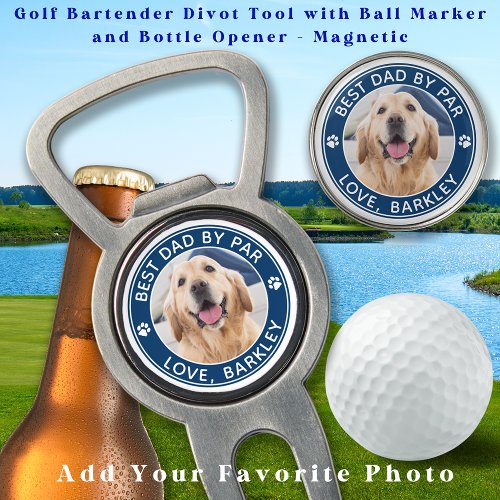 Best Dad By Par Personalized Pet Dog Photo Golf Divot Tool