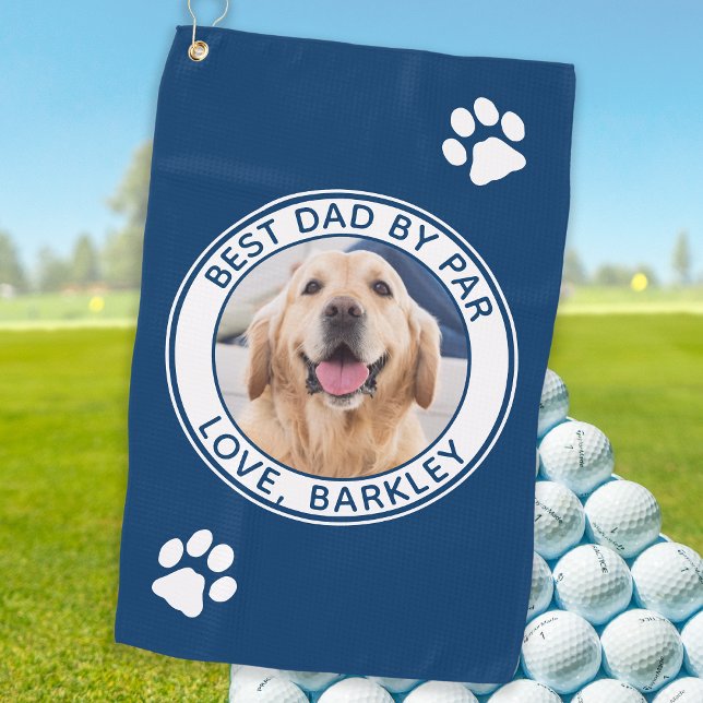 Best Dad By Par Personalized Pet Dog Photo Golf Towel (Creator Uploaded)
