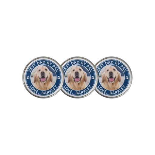 Best Dad By Par Personalized Pet Dog Photo Golfer Golf Ball Marker | Zazzle