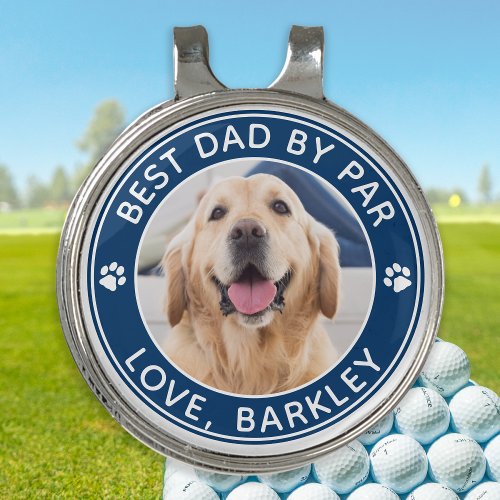 Best Dad By Par Personalized Pet Dog Photo Golfer  Golf Hat Clip