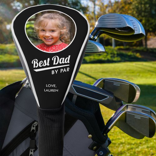 Best Dad By Par Personalized Photo Black Golf Head Cover