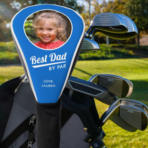 Best Dad By Par Personalized Photo Blue Golf Head Cover