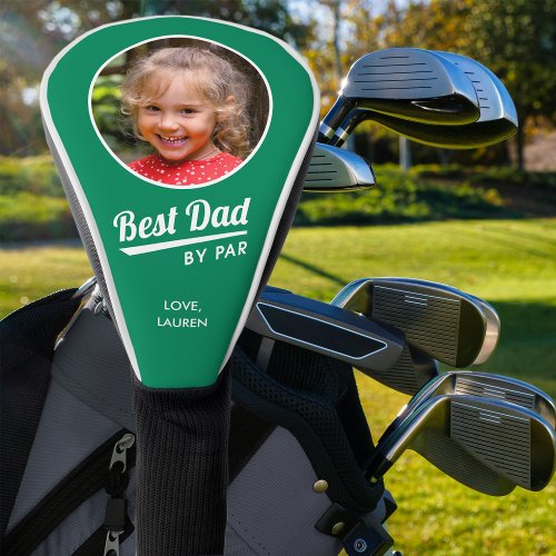 Best Dad By Par Personalized Photo Green Golf Head Cover