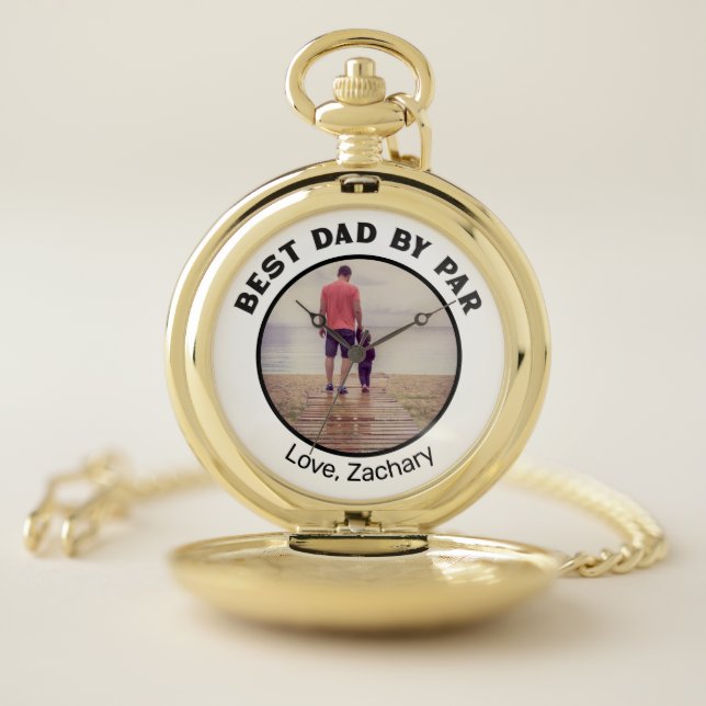 Best Dad By Par Personalized Photo Pocket Watch (Inside)