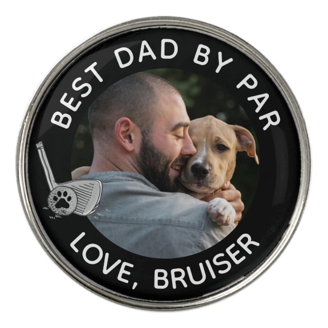 Best Dad By Par Pet Custom Photo Golf Ball Marker (Front)