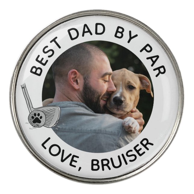 Best Dad By Par Pet Custom Photo Golf Ball Marker (Front)
