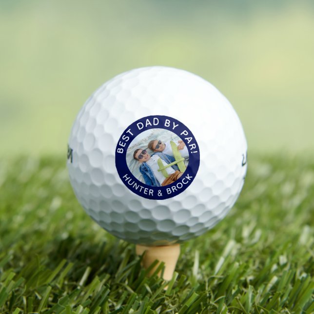 Best Dad By Par Photo Blue Golf Balls (Insitu Tee)