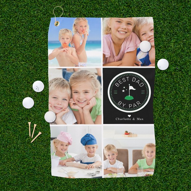 Best Dad by Par | Photo Collage Father's Day Golf  Towel (Creator Uploaded)