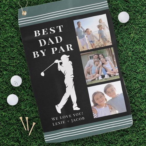 Best Dad by Par Photo Collage Golf Towel