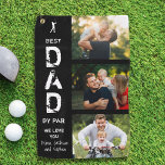 Best Dad By Par Photo Cool Golfer Father's Day Golf Towel<br><div class="desc">Cool Custom Father's Day gift for the Best Dad Ever. Modern distressed typography message reading BEST DAD BY PAR as well as a personalized message next to a collage of 3 family photos make this golf towel a keepsake gift he'll love to show off on the course.</div>