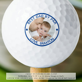 BEST DAD BY PAR Photo Custom Color Personalized Golf Balls