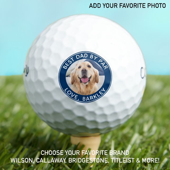 Best Dad By Par Photo Dog Dad Personalized Golf Balls (Creator Uploaded)