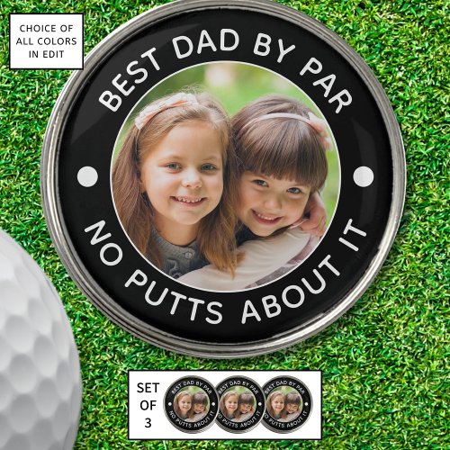 BEST DAD BY PAR Photo Funny Custom Colors Golf Ball Marker