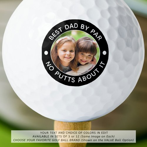 BEST DAD BY PAR Photo Funny Custom Colors Golf Balls