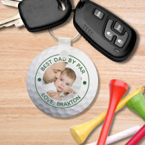 BEST DAD BY PAR Photo Golf Ball Personalized Keychain