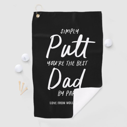 Best Dad By Par Photo Golf Fathers Day black white Golf Towel