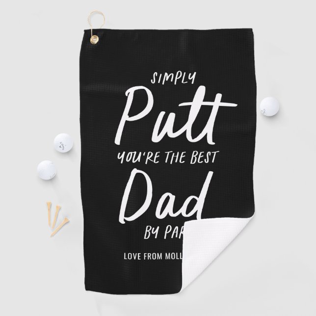 Best Dad By Par Photo Golf Fathers Day black white Golf Towel (InSitu)