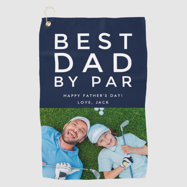 Best Dad By Par Photo Golf Father's Day Gift Golf Towel (Front)