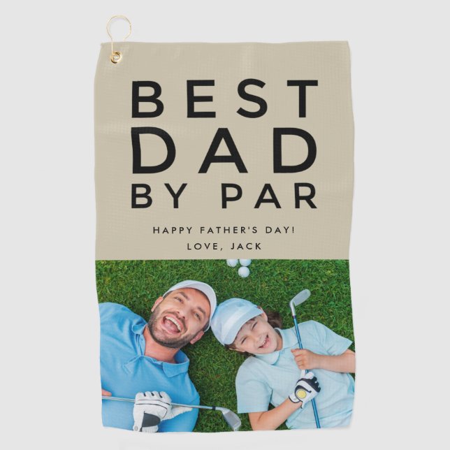 Best Dad By Par Photo Golf Father's Day Gift Golf Towel (Front)