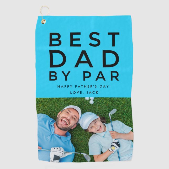 Best Dad By Par Photo Golf Father's Day Gift  Towel (Front)