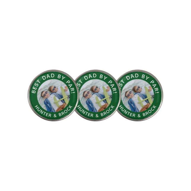 Best Dad By Par Photo Green Golf Ball Marker (3 Up)