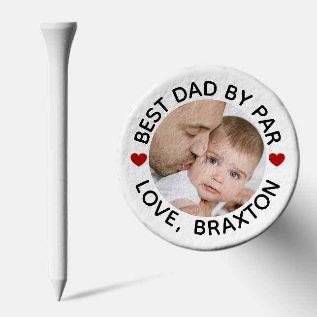 Best Dad By Par Photo Hearts Name Golf Tees (Combo)