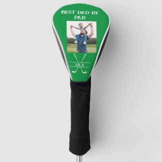 Best Dad by Par Photo Initials Gift for Dad Green Golf Head Cover