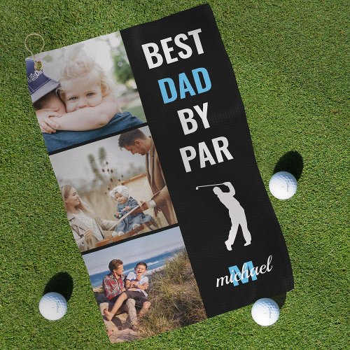 Best Dad By Par Photo Monogram Fathers Day Gift Golf Towel