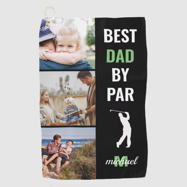 Best Dad By Par Photo Monogram Fathers Day Gift Golf Towel