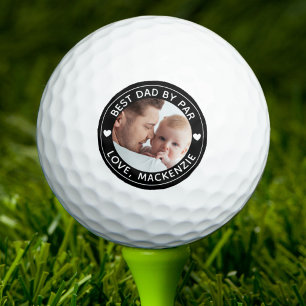 BEST DAD BY PAR Photo Personalized Custom Color Golf Balls