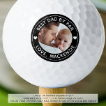 BEST DAD BY PAR Photo Personalized Custom Color Golf Balls<br><div class="desc">Create a unique, personalized photo golf ball for the golfer Dad with the editable funny title BEST DAD BY PAR and your custom text in white against an editable black background color. The sample is shown in black with white text. CHANGES: Change the black background color or text color by...</div>