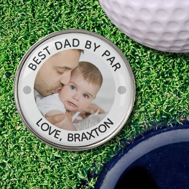 BEST DAD BY PAR Photo Personalized Golf Ball Marker (Creator Uploaded)